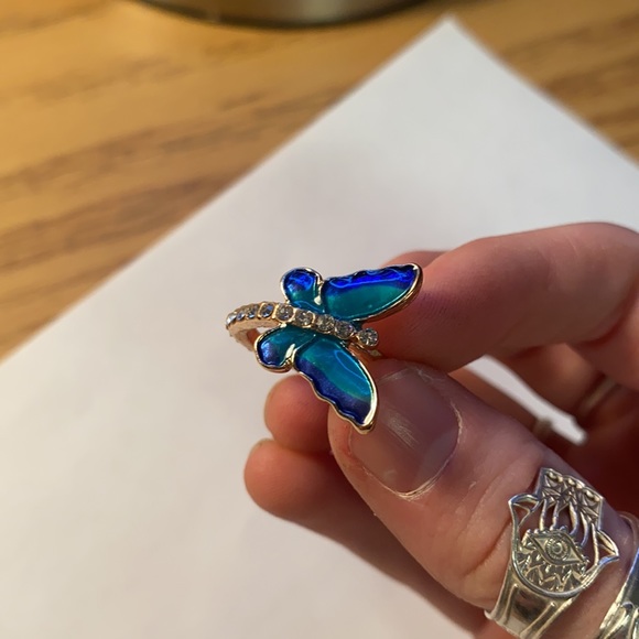 Blue Enamel Butterfly Ring - Picture 3 of 4